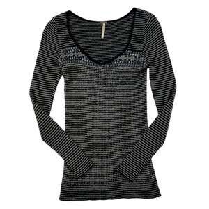 Free People Black/Tan Long Sleeve Sweater | Size L